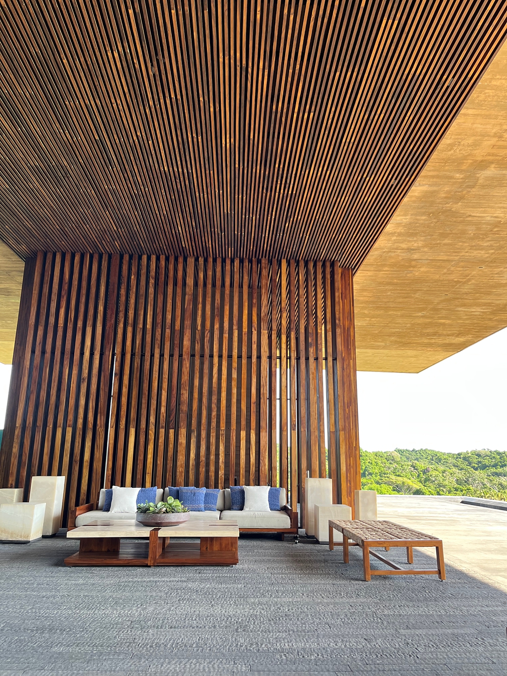 The gorgeous lobby architecture that opens onto the ocean