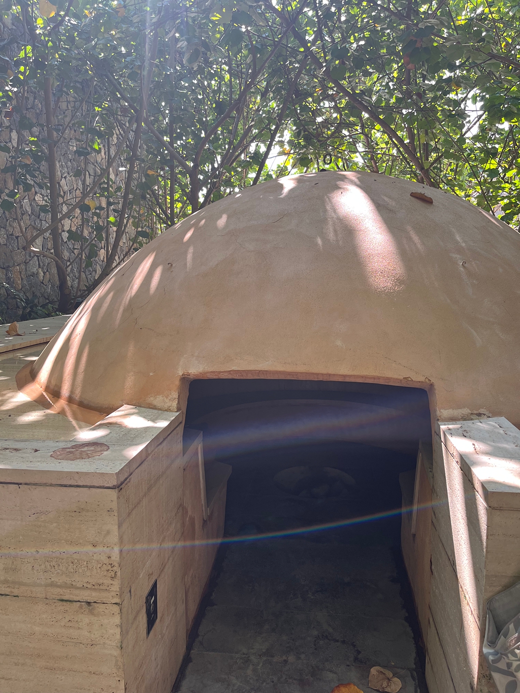 The adobe Temezcal spa hut in the forest